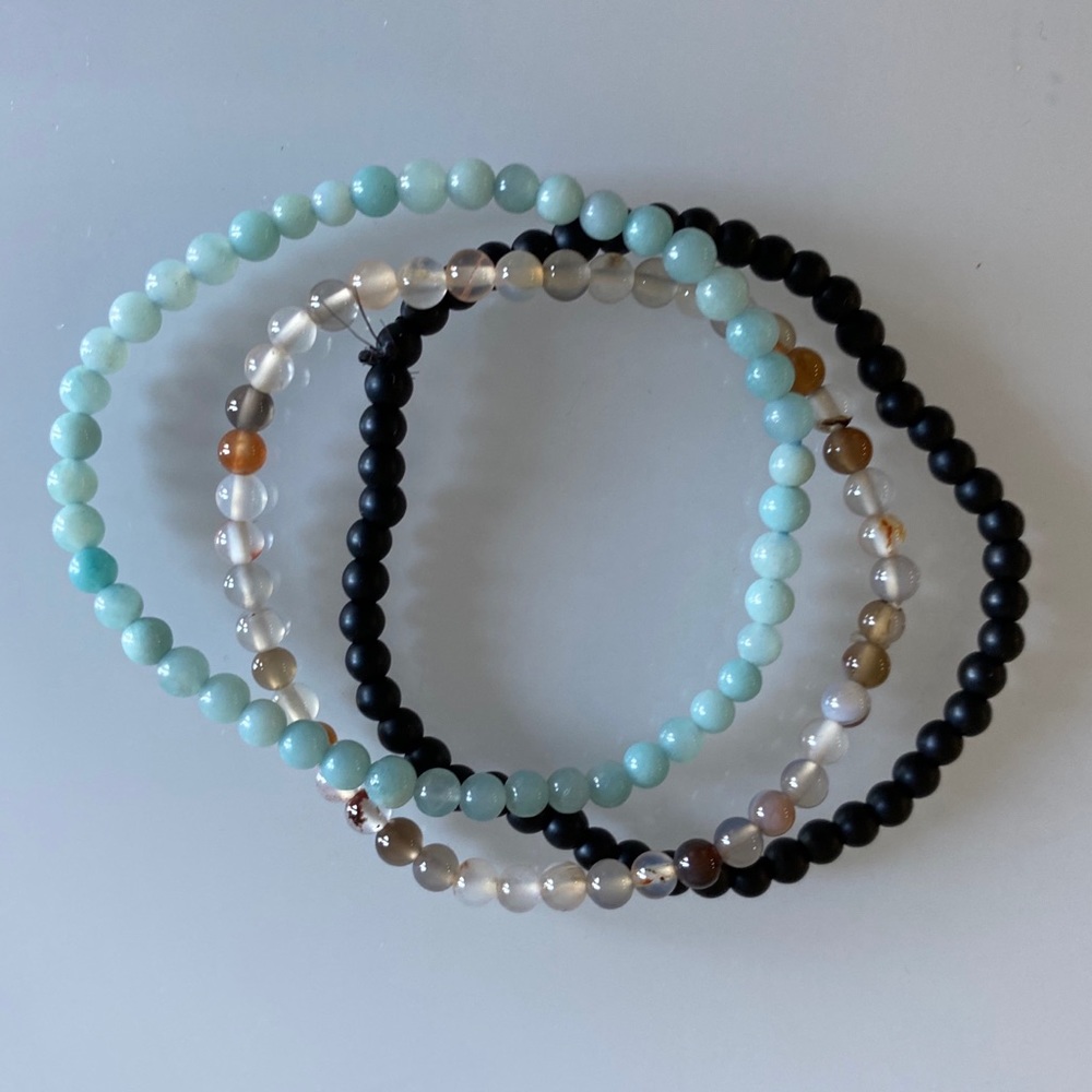 Genuine stone bracelet- set of 3